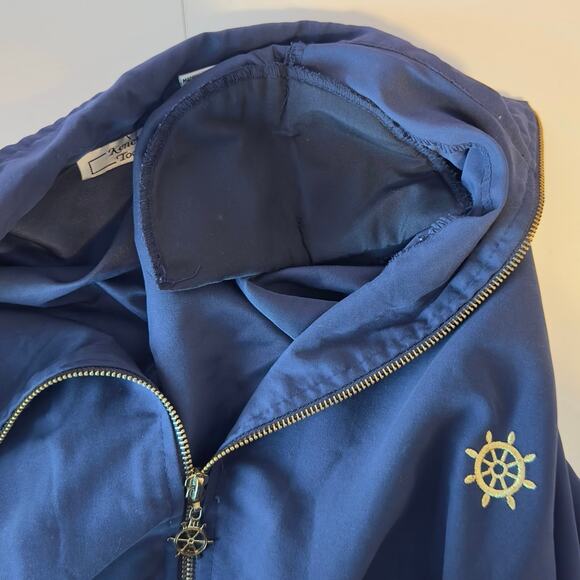 Vintage Keneth Too Navy Gold Embroidered Jacket Shoulder Pads Size XL Nautical - Picture 9 of 9